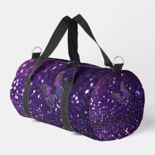 Sac De Sport Élégance Envoûtante : Le Papillon Étincelle Violet