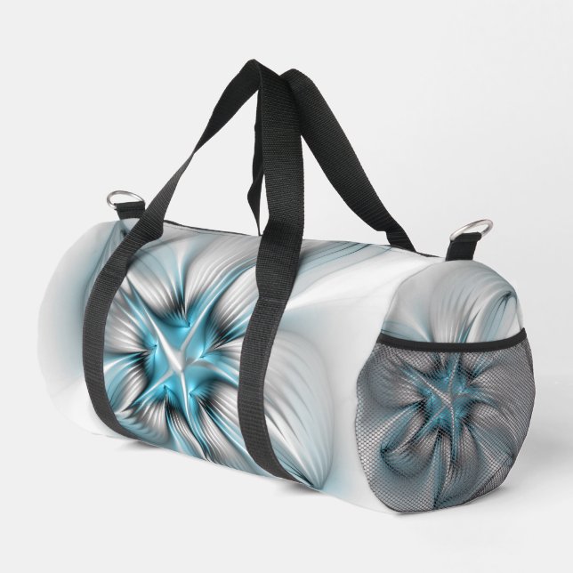 Sac De Sport Élégance florale Art moderne Abstrait bleu fractal (Coin droit)