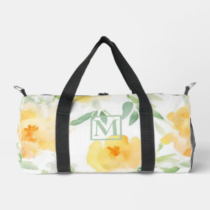 Sac De Sport Elégant jaune pêche orange aquarelle fleurie