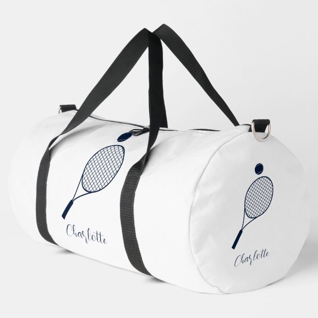 Sac De Sport Élégant Script Joueur de tennis Monogramme personn (Coin gauche)