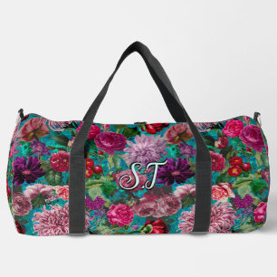 Sac De Sport Elégante Vintage aqua bleu Floral monogramme Sling
