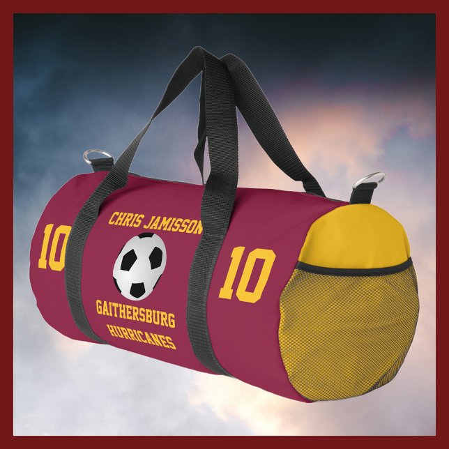 Sac De Sport Équipe de football Coach Joueur Maroon Gold Person (Créateur téléchargé)
