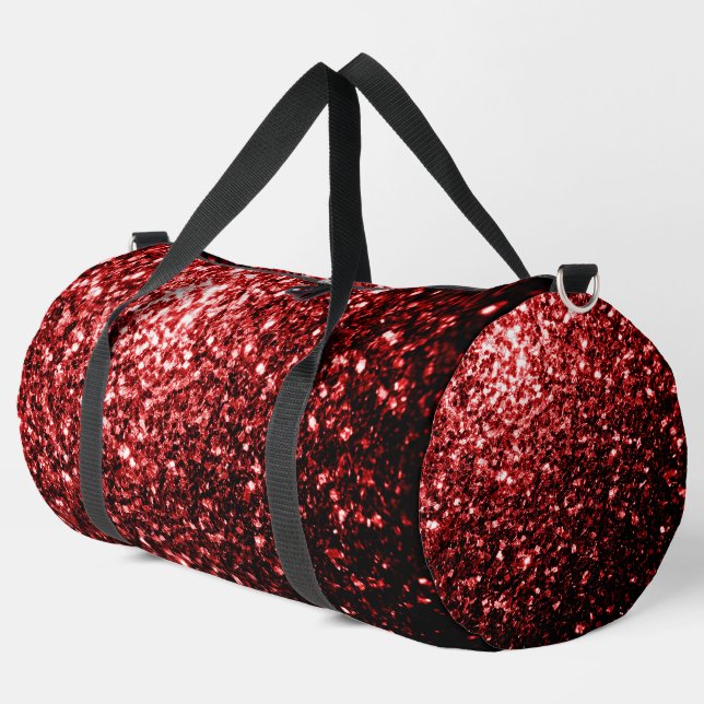 Sac De Sport Faux éclats scintillants bling rouge foncé (Coin gauche)