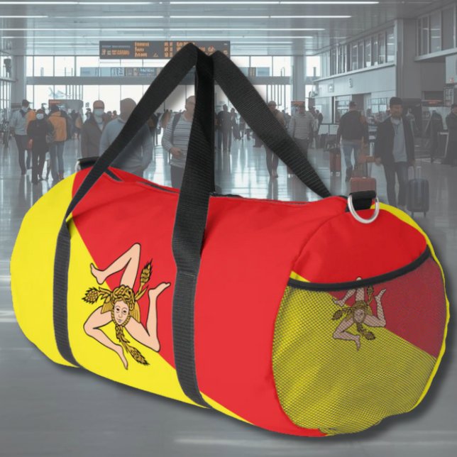Sac De Sport Flag of Sicily Duffle Bag (Flag of Sicily Duffle Bag with Triancria symbol on all sides. Great for the gym or Sicilian travel)