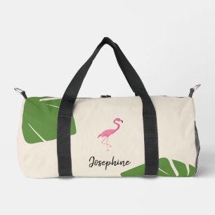 Sac De Sport Flamant rose et feuilles Tropical personnalisé