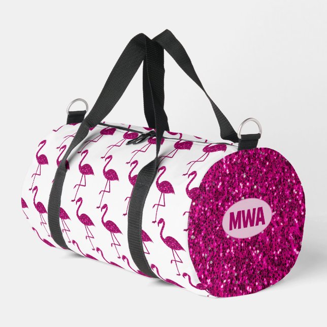 Sac De Sport Flamme rose étincelant flamant brillant Monogram (Coin gauche)