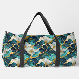 Sac De Sport Fleur Japonaise Sarcelle Or