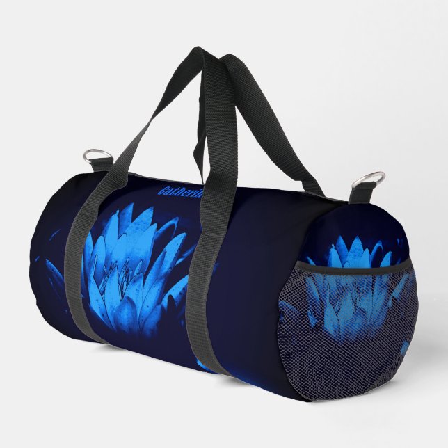 Sac De Sport Fleur Lily Lotus bleu brillant Personnalisé (Coin droit)