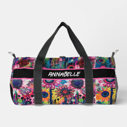 Sac De Sport Fleurs colorées à Doodle Imprimer