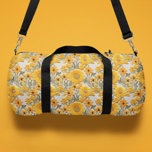 Sac De Sport Fleurs Jaunes Faux Rebrodé Flore