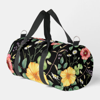 Sac De Sport Fleurs sauvages de dessin vintage / minuit