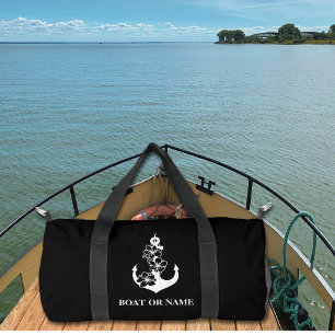 Sac De Sport Floral Ancre nautique Nom du bateau personnalisé N