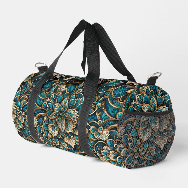 Sac De Sport Floral Peacock Blue Mandala (Coin droit)