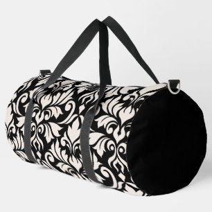 Sac De Sport Flourissant Damask Art I Cream sur Black