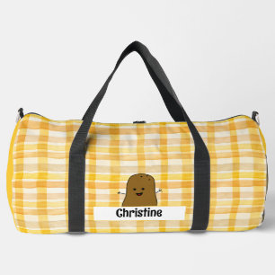 Sac De Sport Gingham Jaune Pomme de Terre Marron Personnalisé