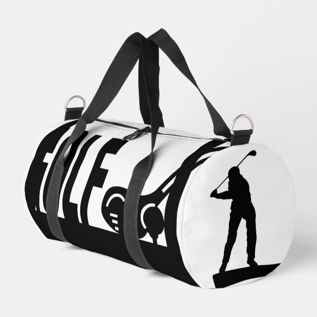 Sac De Sport Golf, Clubs, Golfeur, Noir & Blanc (Coin gauche)