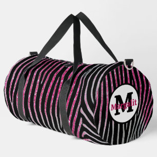 Sac De Sport Grand Monogramme Pailleté Rose Imprimé Zèbre