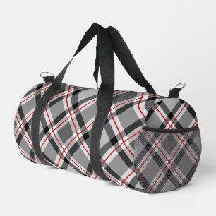 Sac De Sport Grand Plaid moderne, noir, blanc, gris et rouge