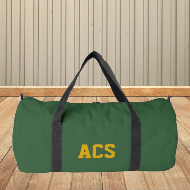 Sac De Sport Green and Gold School Colors with Letters (In Situ)