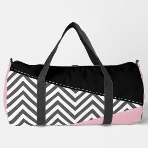 Sac De Sport Gris Zigzag, Gris Chevron, Motif Zigzag, Rose