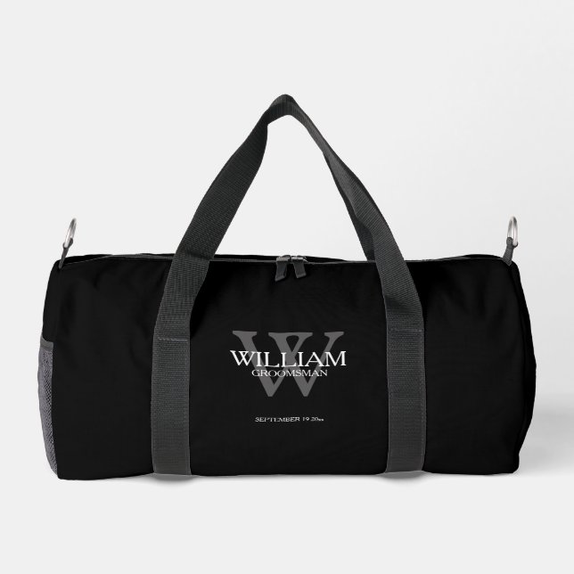 Sac De Sport Groomsman Cadeau Moderne Monogramme Nom du script  (Verso)