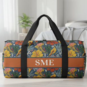 Sac De Sport Hibiscus Tropical Monogramme – Cadeau de Voyage Lu