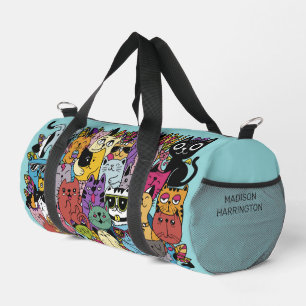 Sac De Sport Illustration du nom personnalisé Funny Cats