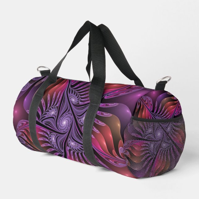 Sac De Sport Imaginaire coloré Abstrait Trippy Violet Fractal (Coin droit)