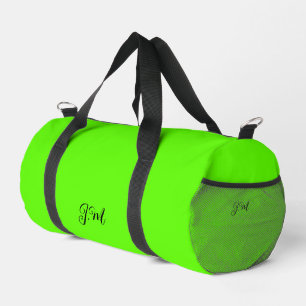 Sac De Sport Initiales de nom de couleur verte néon fluorescent