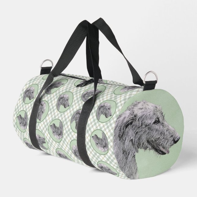 Sac De Sport Irish Wolfhound Painting Grey Original Chien Art (Coin gauche)