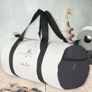 Sac De Sport Ivoire Gris Ardoise Floral Art Linéaire Minimalist
