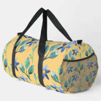 JAUNE AVEC FLEURS D'EAU BLEU ET FEUILLES