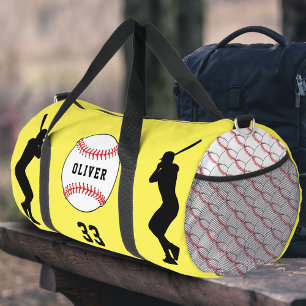 Sac De Sport Jaune Ball Player Silhouette Nom