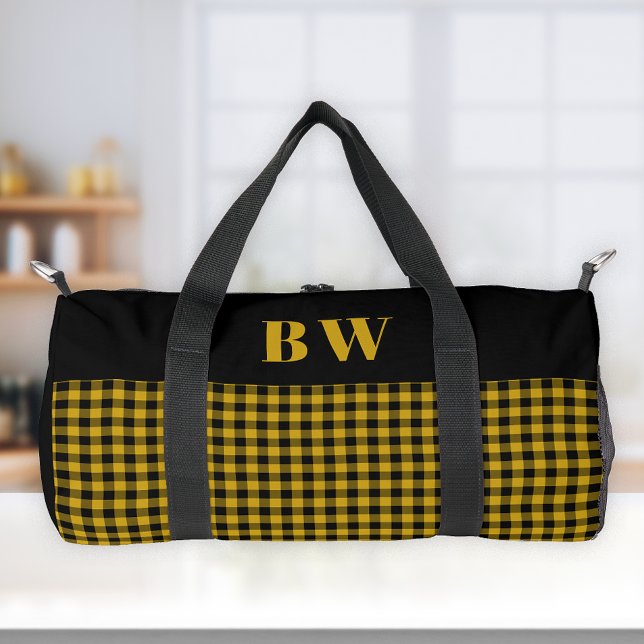 Sac De Sport Jaune noir Buffle chèque plaqué monogramme gras (Créateur téléchargé)