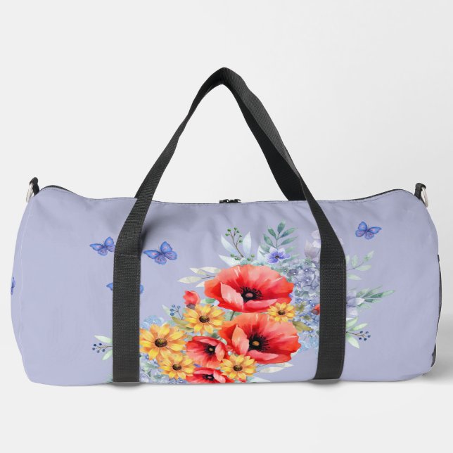 Sac De Sport Joli Poppies rouges, tournesols et papillons (Recto)