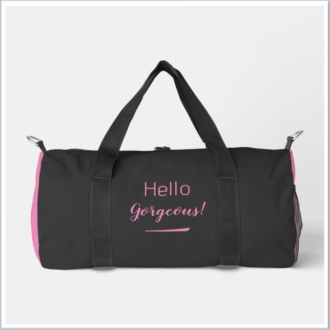 Sac De Sport Joli rose et noir Bonjour magnifique Citation Slog (Créateur téléchargé)