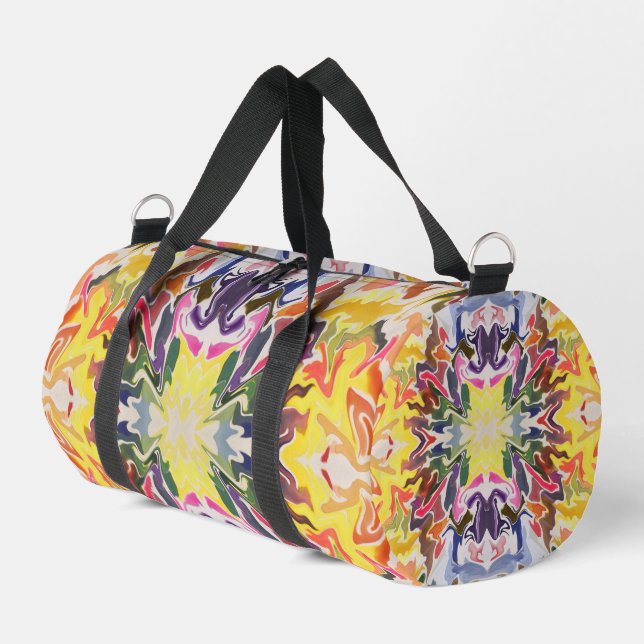Sac De Sport Kaleidoscope retro coloré psychédélique Abstrait (Coin gauche)