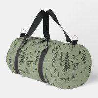 La vie du lac Pine Deer - motif boisé vert sauge.