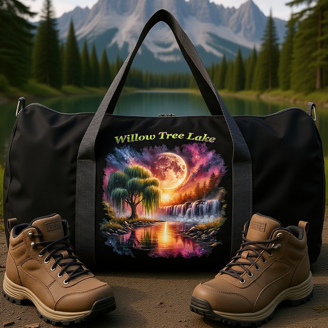 Sac De Sport Lac de l'arbre de saule Cascades au clair de lune (Créateur téléchargé)