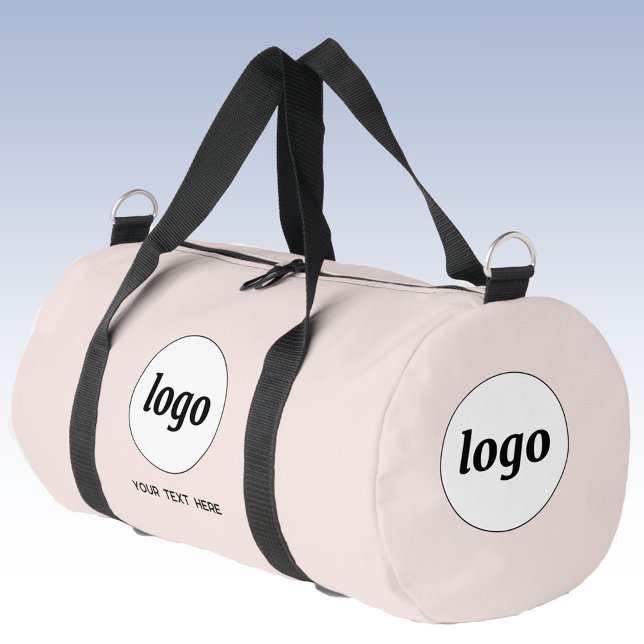 Sac De Sport Logo Texte promotionnel Business Blush Pink (Logo with custom text business branding promotional duffel bag)