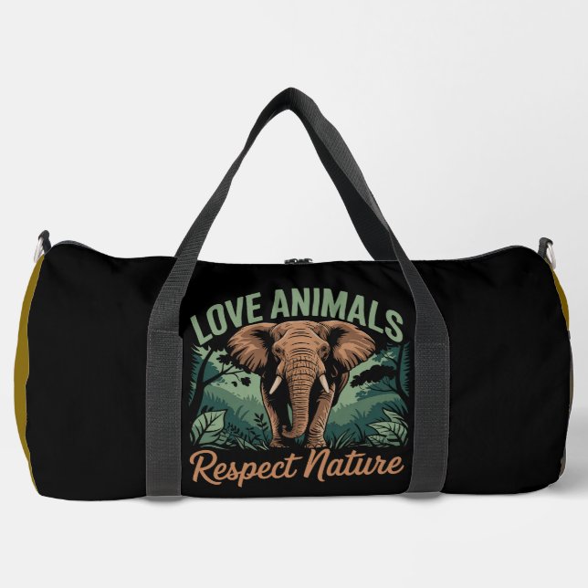 Sac De Sport Love Animals Respect Nature Elephant (Recto)
