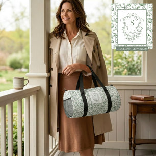 Sac De Sport Luxe Classique Sage Toile Française Monogramme Bla