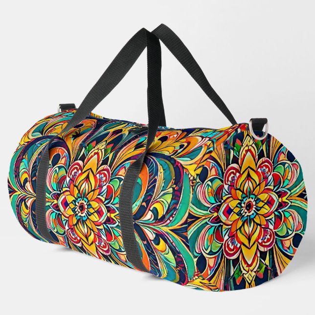 Sac De Sport Mandala Symphonie des couleurs – Floral psychédéli (Coin gauche)