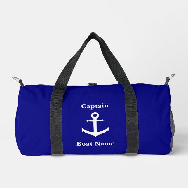 Sac De Sport Marine marine Bleu Blanc Ancre Nom du bateau Capit (Recto)
