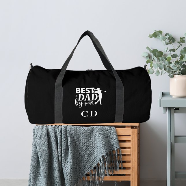 Sac De Sport Meilleur papa par monogramme initiales noir blanc (Créateur téléchargé)