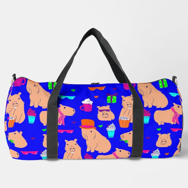 Sac De Sport mignon capybara drôle animal bleu (Recto)