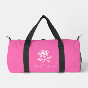 Sac De Sport Moderne Élégant Rose Chaud Et Rose Nom Personnalis