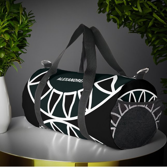 Sac De Sport Moderne Noir Blanc Style élégant Personnaliser (Modern Black White Stylish Elegant Personalize Duffle Bag is great to use when out and about. )