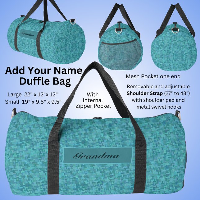 Sac De Sport Modifier le nom Grand-mère Motif Abstrait Turquois (Créateur téléchargé)