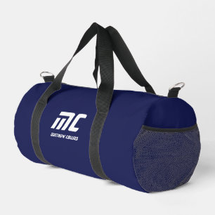 Sac De Sport Monogramme Bleu Minimaliste Nom Blanc Simple pour 